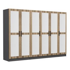 Minar Kale 6 Kapaklı 6 Aynalı 2 Çekmeceli Dolap Antrasit Dore