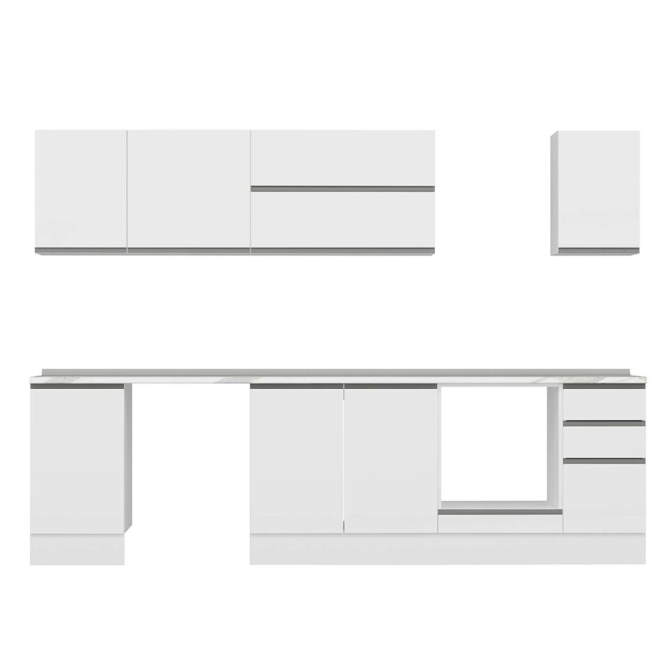 Alvinka 295X210 Cm High Gloss Mutfak Dolabı M-E90S45S40-2 High Gloss | Beyaz - Mdf