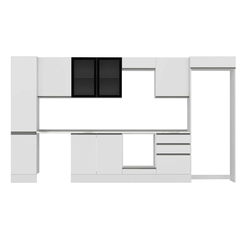 Alvinka 395X222 Cm High Gloss Mutfak Dolabı Mbb-E90B45S60-3 High Gloss | Beyaz - Mdf