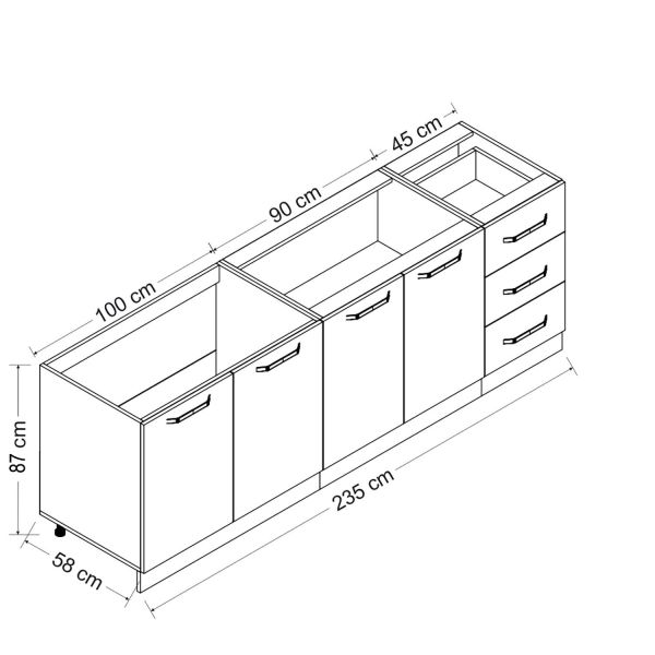 Minar 235 Cm Mutfak Dolabı Beyaz 235-B1