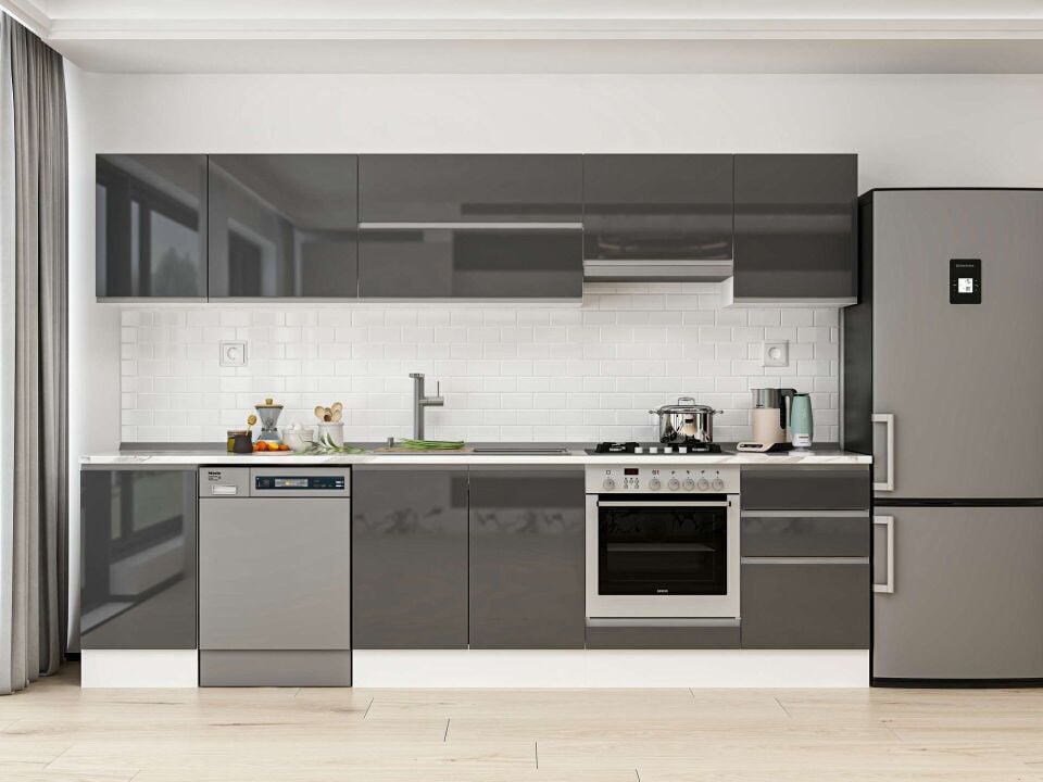 Alvinka 295X210 Cm High Gloss Mutfak Dolabı M-E80S45S50-1