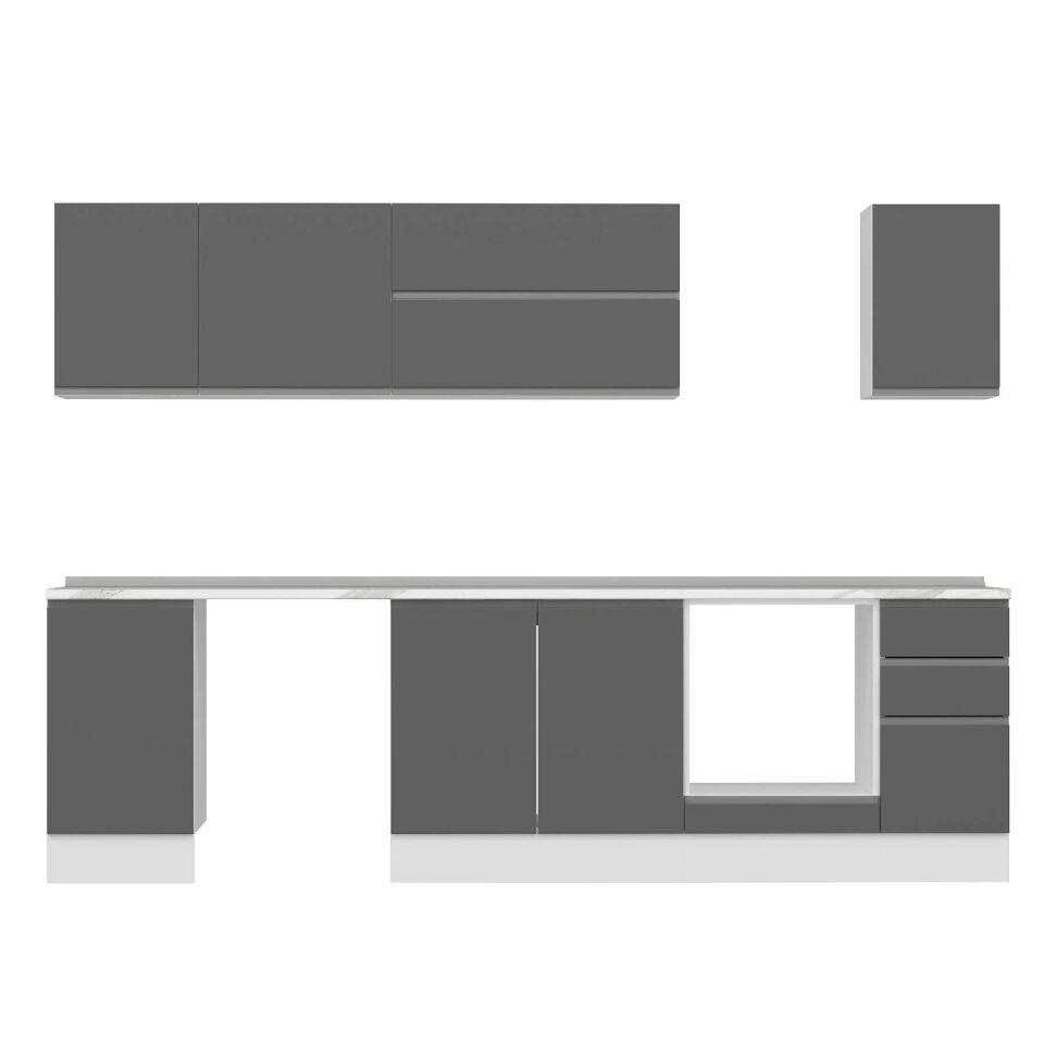 Alvinka 295X210 Cm High Gloss Mutfak Dolabı M-E90S45S40-2 High Gloss | Antrasit - Suntalam