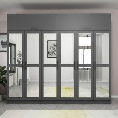 Minar Kale 6 Kapaklı 6 Aynalı 2 Ç Dolap Ve Yüklük Antrasit