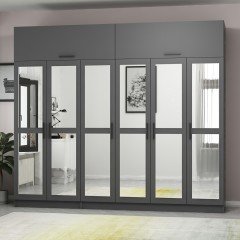 Minar Kale 6 Kapaklı 6 Aynalı 2 Ç Dolap Ve Yüklük Antrasit