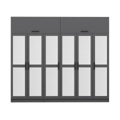 Minar Kale 6 Kapaklı 6 Aynalı 2 Ç Dolap Ve Yüklük Antrasit 255CM