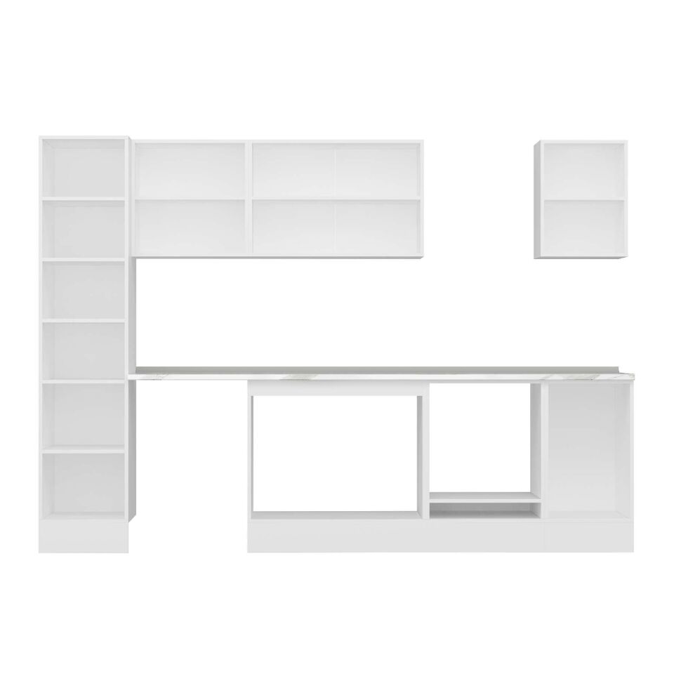 Alvinka 290X210 Cm Klasik Mebran Mutfak Dolabı Mb-E80B45S45-3 Mebran | Kumtaşı - Mdf