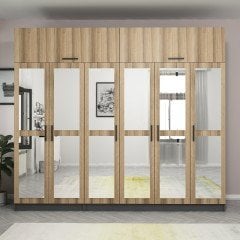 Minar Kale 6 Kapaklı 6 Aynalı 2 Ç Dolap Ve Yüklük Antrasit Dore