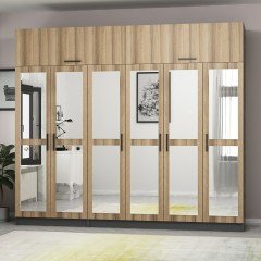 Minar Kale 6 Kapaklı 6 Aynalı 2 Ç Dolap Ve Yüklük Antrasit Dore