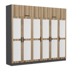 Minar Kale 6 Kapaklı 6 Aynalı 2 Ç Dolap Ve Yüklük Antrasit Dore