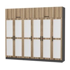 Minar Kale 6 Kapaklı 6 Aynalı 2 Ç Dolap Ve Yüklük Antrasit Dore