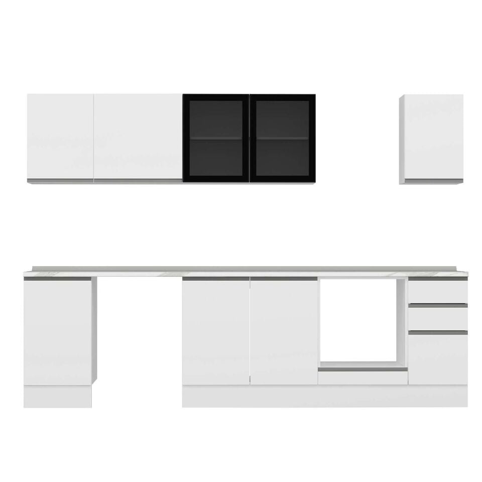 Alvinka 295X210 Cm High Gloss Mutfak Dolabı M-E90S45S40-3 High Gloss | Beyaz - Suntalam