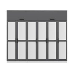 Minar Kale 6 Kapaklı 6 Aynalı 2 Ç Dolap Ve Yüklük Beyaz Antrasit