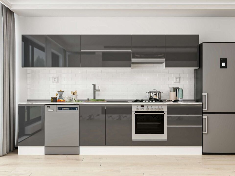 Alvinka 305X210 Cm High Gloss Mutfak Dolabı M-E80S45S60-1
