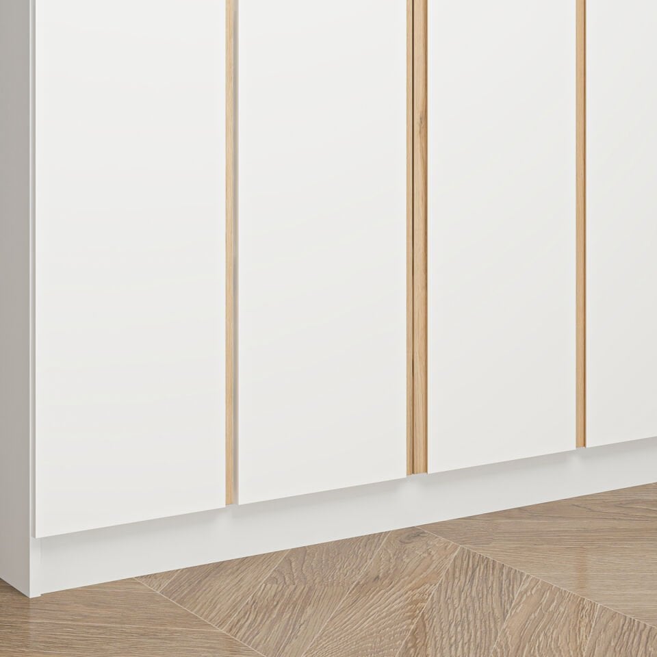 Alin 4 Kapaklı 2 Gizli Çekmeceli Gardırop - Elbise Dolabı - J Soft Kulp - Beyaz