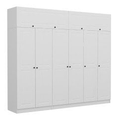 Minar Kale 6 Mebran Kapaklı 2 İç Çekmeceli Dolap Ve Yüklük Beyaz