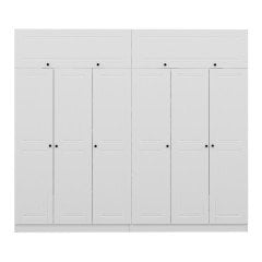 Minar Kale 6 Mebran Kapaklı 4 İç Çekmeceli Dolap Ve Yüklük Beyaz 255CM