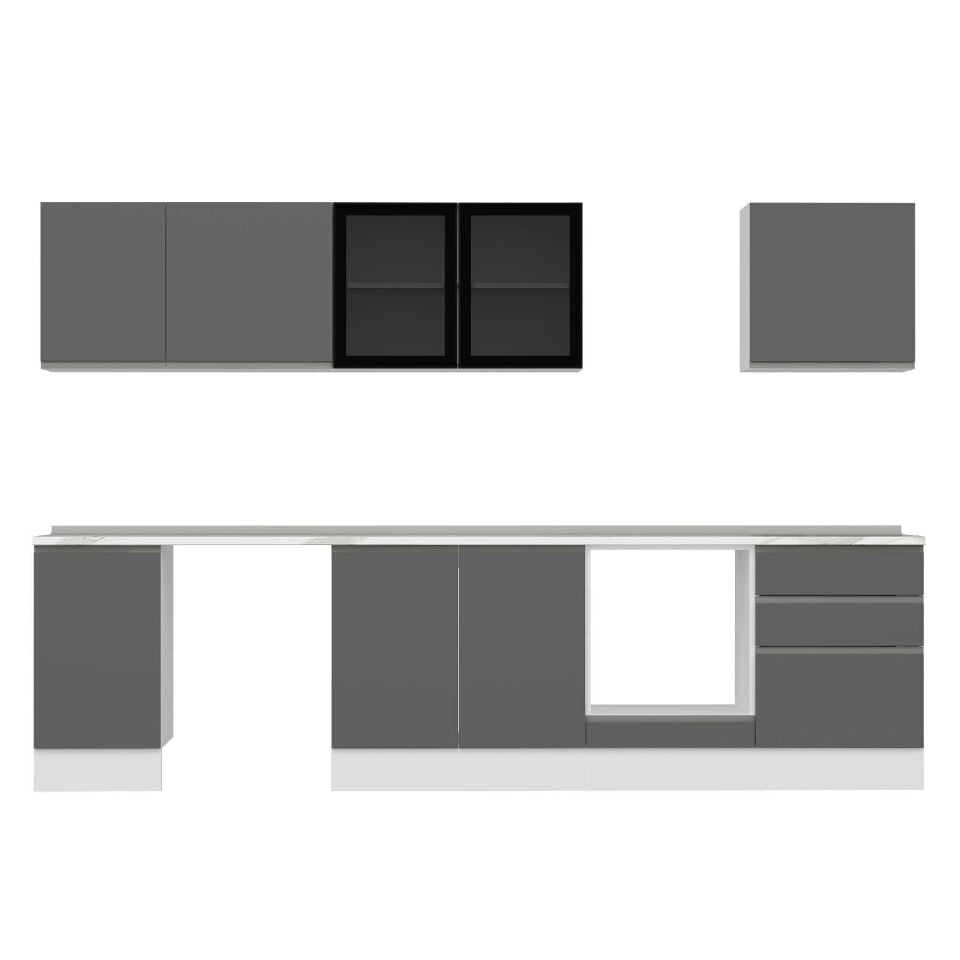 Alvinka 305X210 Cm High Gloss Mutfak Dolabı M-E80S45S60-3 High Gloss | Beyaz - Mdf