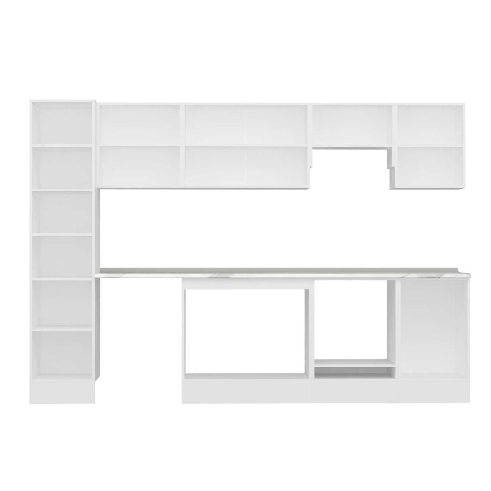 Alvinka 295X210 Cm Klasik Mebran Mutfak Dolabı Mb-E80B45S50-1 Mebran | Beyaz - Mdf