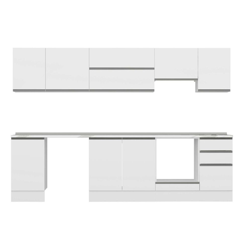 Alvinka 300X210 Cm High Gloss Mutfak Dolabı M-E90S45S45-1 High Gloss | Beyaz - Mdf