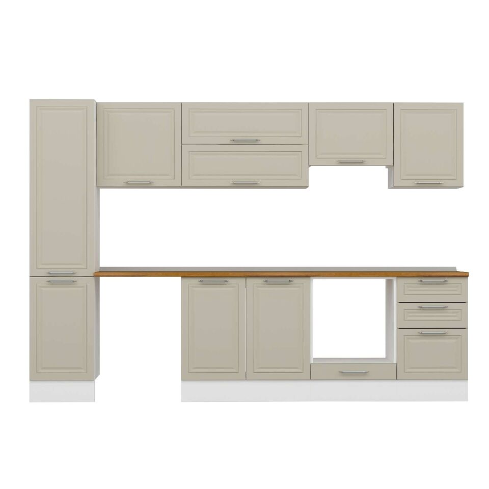 Alvinka 295X210 Cm Klasik Mebran Mutfak Dolabı Mb-E80B45S50-1 Mebran | Kumtaşı - Mdf