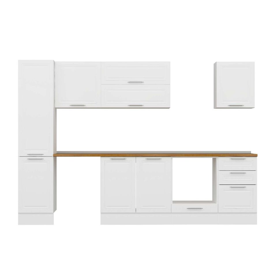Alvinka 295X210 Cm Klasik Mebran Mutfak Dolabı Mb-E80B45S50-2 Mebran | Beyaz - Suntalam