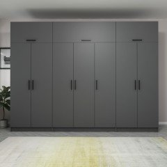 Minar Kale 7 Kapaklı 2 Çekmeceli Dolap Ve Yüklük Antrasit