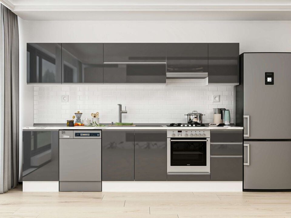 Alvinka 295X210 Cm High Gloss Mutfak Dolabı M-E80S50S45-1
