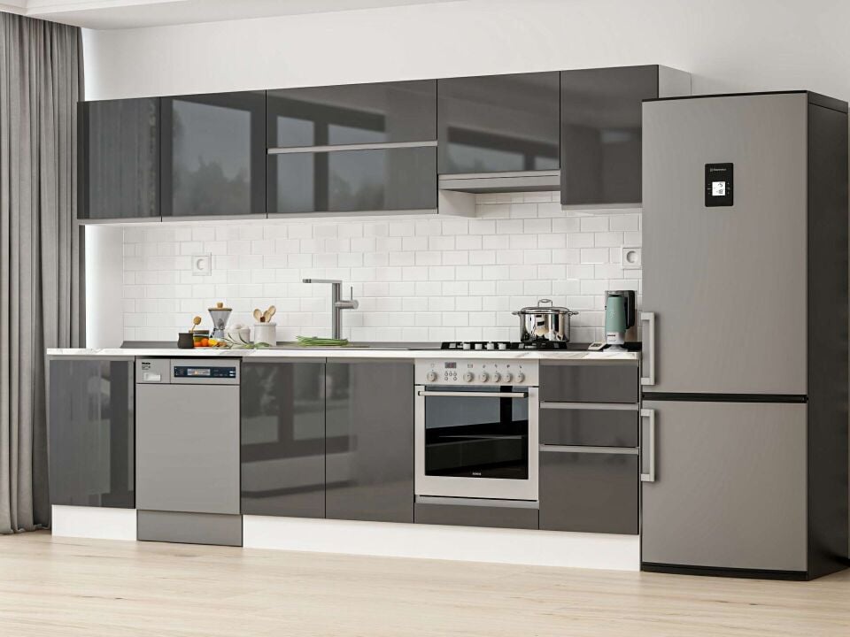 Alvinka 295X210 Cm High Gloss Mutfak Dolabı M-E80S50S45-1