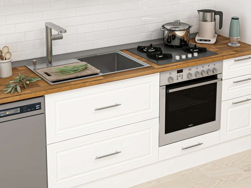 Alvinka 380X240 Cm Klasik Mebran Mutfak Dolabı Beyaz Beyaz Mb-E90S50S40-3