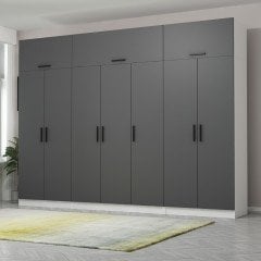 Minar Kale 7 Kapaklı 2 Çekmeceli Dolap Ve Yüklük Beyaz Antrasit