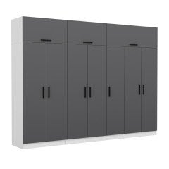 Minar Kale 7 Kapaklı 2 Çekmeceli Dolap Ve Yüklük Beyaz Antrasit