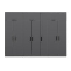 Minar Kale 7 Kapaklı 2 Çekmeceli Dolap Ve Yüklük Beyaz Antrasit