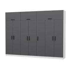 Minar Kale 7 Kapaklı 2 Çekmeceli Dolap Ve Yüklük Beyaz Antrasit