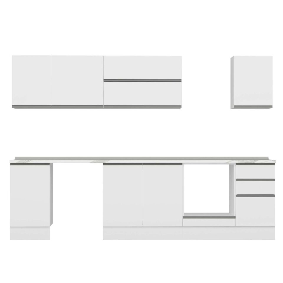 Alvinka 300X210 Cm High Gloss Mutfak Dolabı M-E90S45S45-2 High Gloss | Beyaz - Mdf
