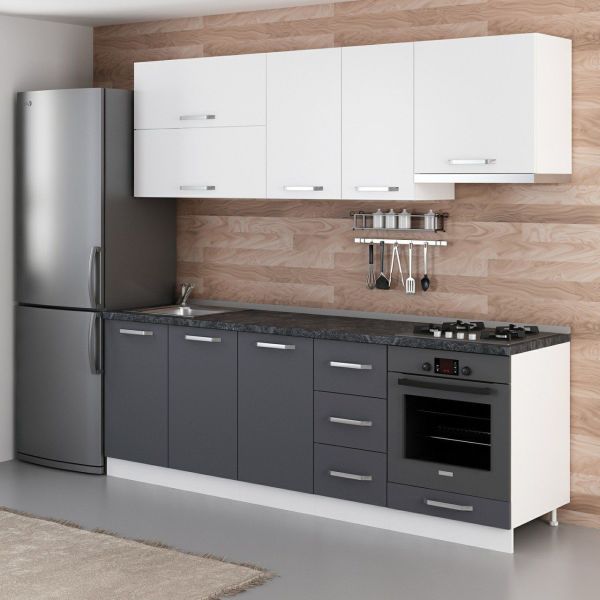 Minar 235 Cm Mutfak Dolabı Beyaz Antrasit 235-A8