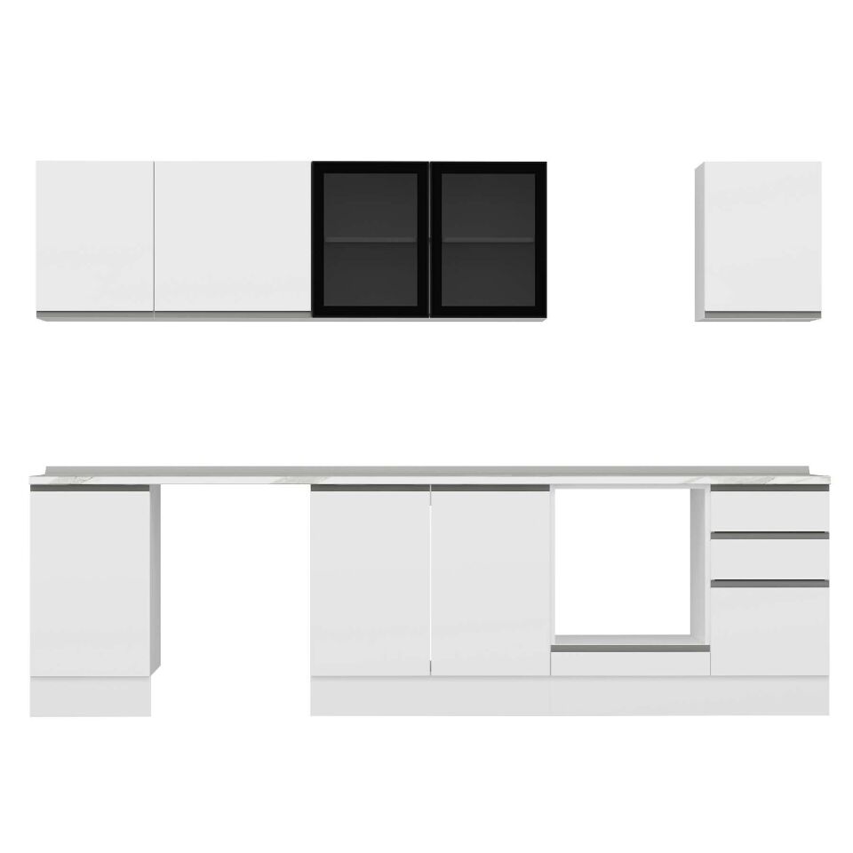 Alvinka 300X210 Cm High Gloss Mutfak Dolabı M-E90S45S45-3 High Gloss | Beyaz - Mdf