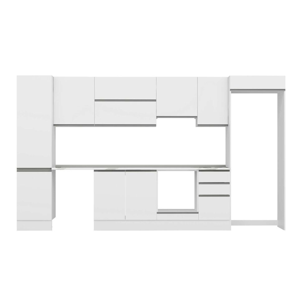 Alvinka 385X222 Cm High Gloss Mutfak Dolabı Mbb-E90B50S45-1 High Gloss | Beyaz - Mdf