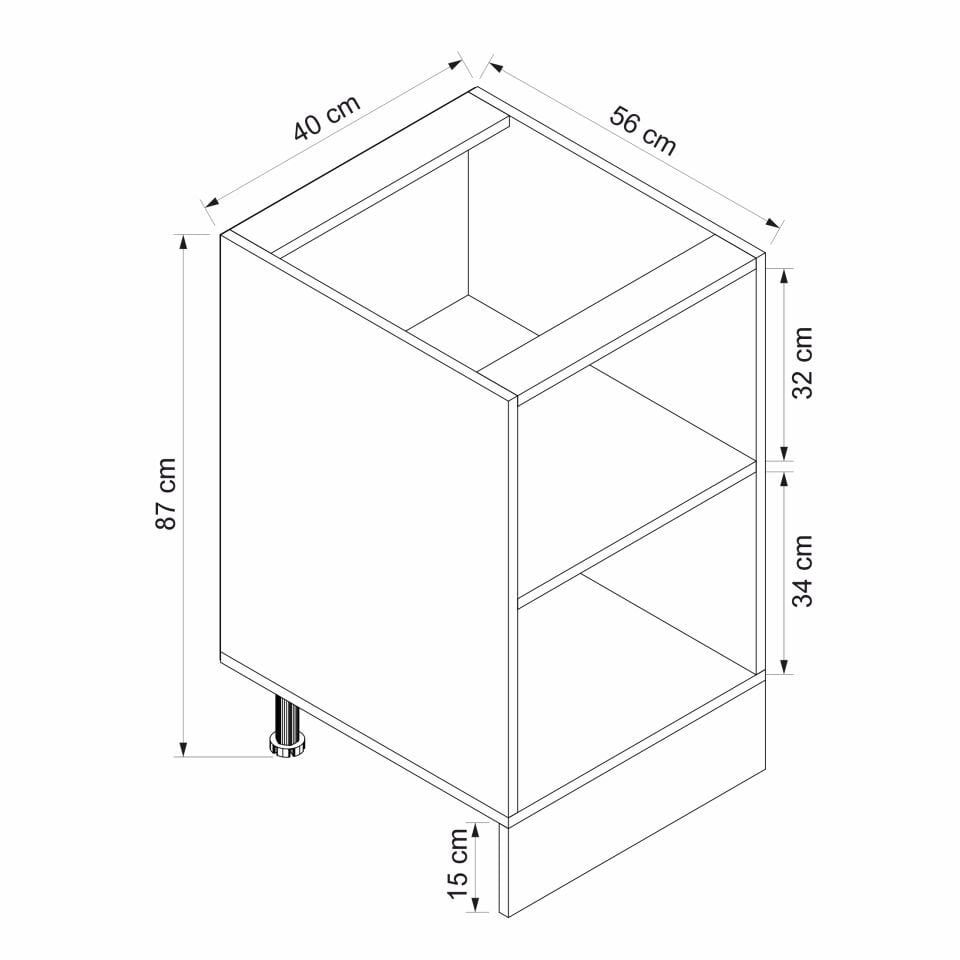 Alvinka Mutfak Modül Mbr_B Alt 1K1R 40Cm Dolap Beyaz Kumtaşı