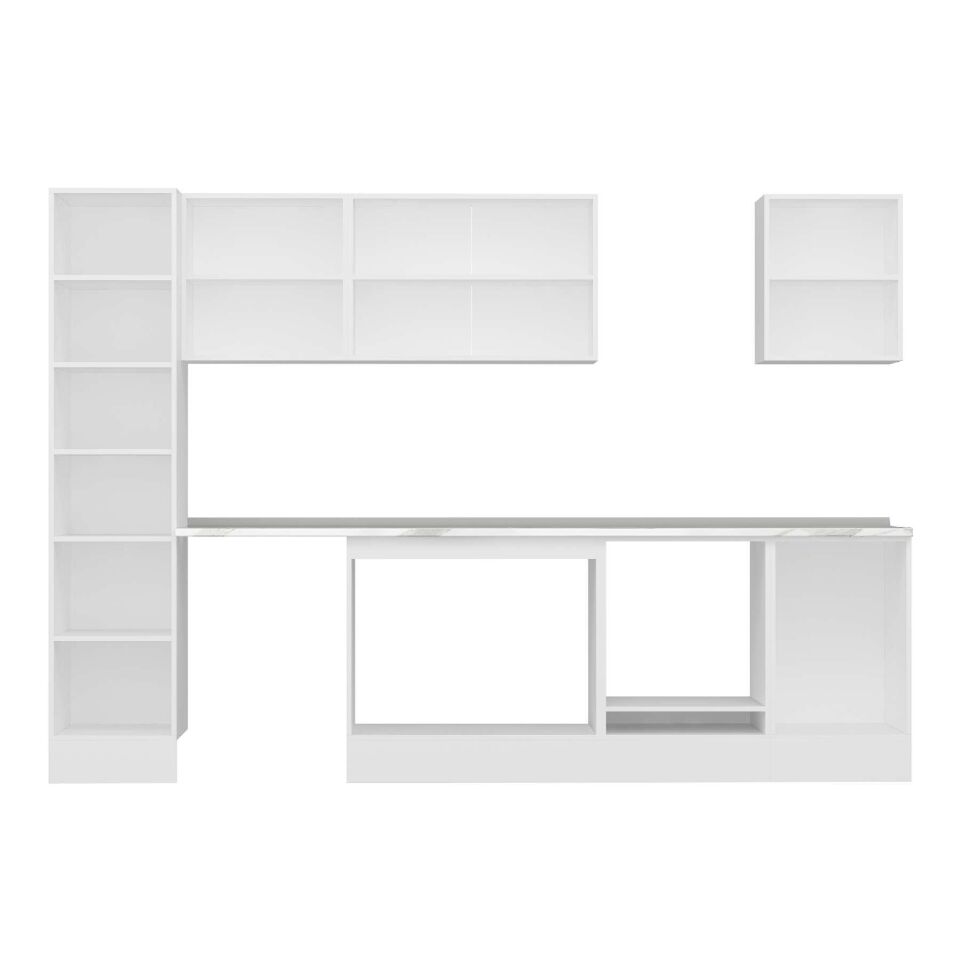 Alvinka 295X210 Cm Klasik Mebran Mutfak Dolabı Mb-E80B45S50-3 Mebran | Beyaz - Mdf