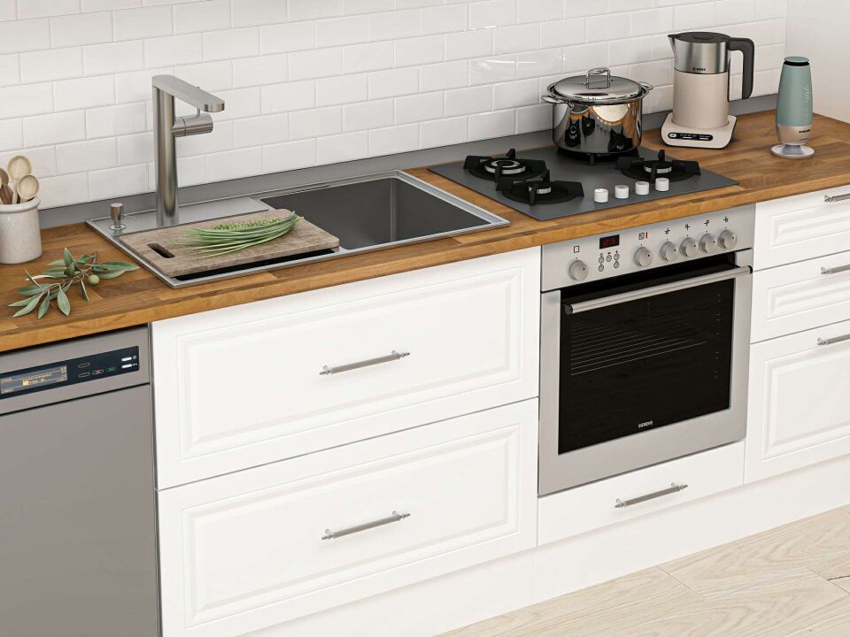 Alvinka 400X240 Cm Klasik Mebran Mutfak Dolabı Beyaz Beyaz Mb-E90S50S60-3