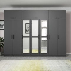 Minar Kale 7 Kapaklı 3 Aynalı 4 Ç Dolap Ve Yüklük Antrasit