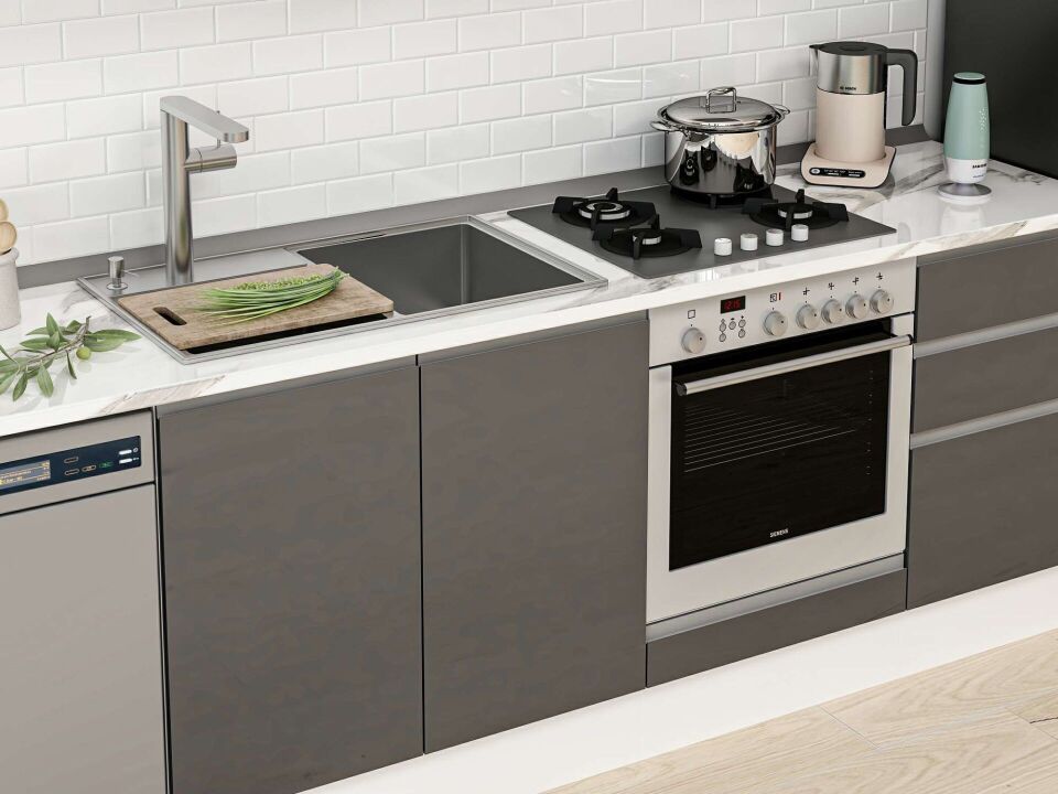 Alvinka 305X210 Cm High Gloss Mutfak Dolabı M-E90S45S50-1 High Gloss | Antrasit - Mdf