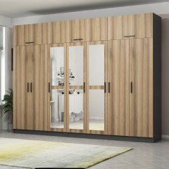 Minar Kale 7 Kapaklı 3 Aynalı 4 Ç Dolap Ve Yüklük Antrasit Dore