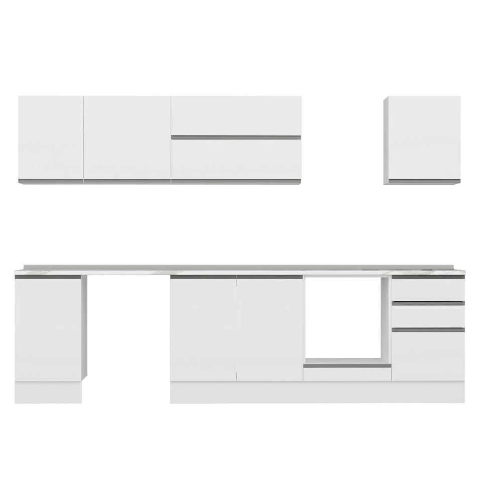 Alvinka 305X210 Cm High Gloss Mutfak Dolabı M-E90S45S50-2 High Gloss | Beyaz - Mdf