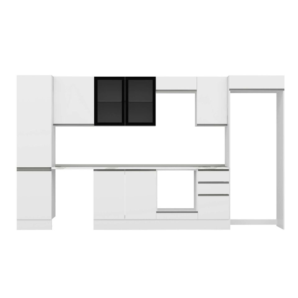 Alvinka 385X222 Cm High Gloss Mutfak Dolabı Mbb-E90B50S45-3 High Gloss | Beyaz - Mdf