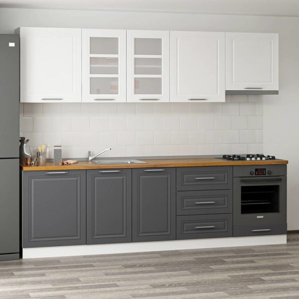 MİNAR 270 CM MEBRAN C MUTFAK DOLABI BEYAZ ANTRASİT 270-MCBA1