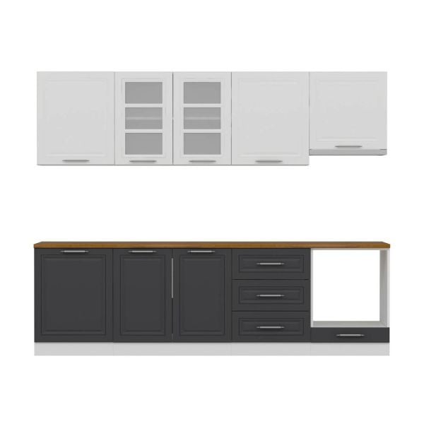 MİNAR 270 CM MEBRAN C MUTFAK DOLABI BEYAZ ANTRASİT 270-MCBA1