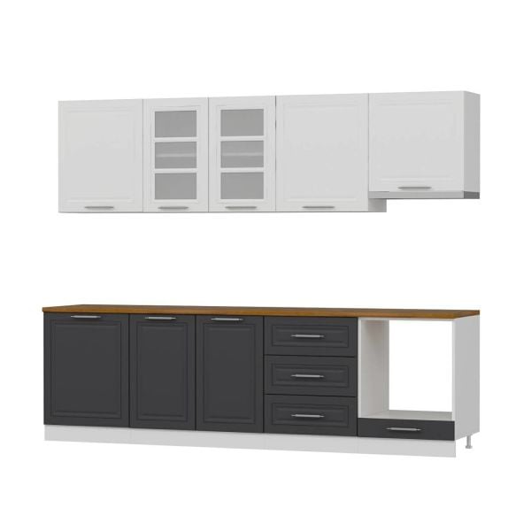 MİNAR 270 CM MEBRAN C MUTFAK DOLABI BEYAZ ANTRASİT 270-MCBA1