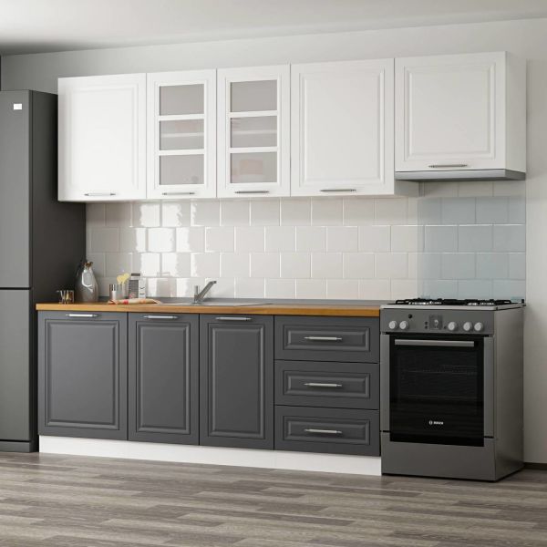 Mi̇nar 270 Cm Mebran C Mutfak Dolabi Beyaz Antrasi̇t 270-mcba2