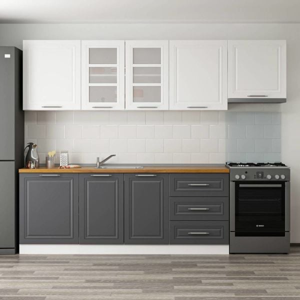 Mi̇nar 270 Cm Mebran C Mutfak Dolabi Beyaz Antrasi̇t 270-mcba2